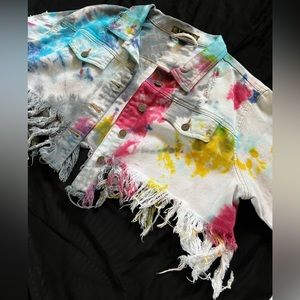 Tie Dye Crop Jean Jacket